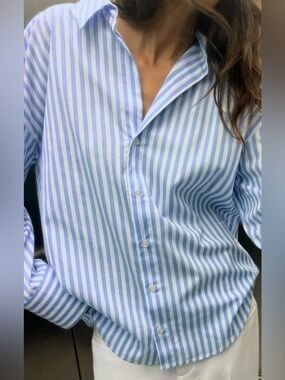 Zara Striped Poplin Shirt NWOT
